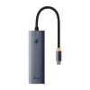Baseus 4in1 hub UltraJoy USB-C naar USB 3.0 grijs kabel