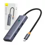 Baseus 4in1 hub UltraJoy USB-C naar USB 3.0 grijs kabel