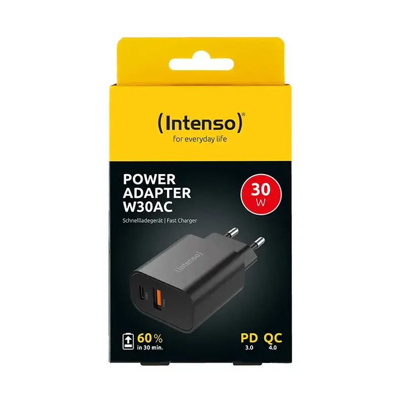 Voeding Intenso W30AC 30 W USB-A USB-C zwart