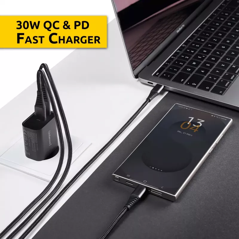 Voeding Intenso W30AC 30 W USB-A USB-C zwart