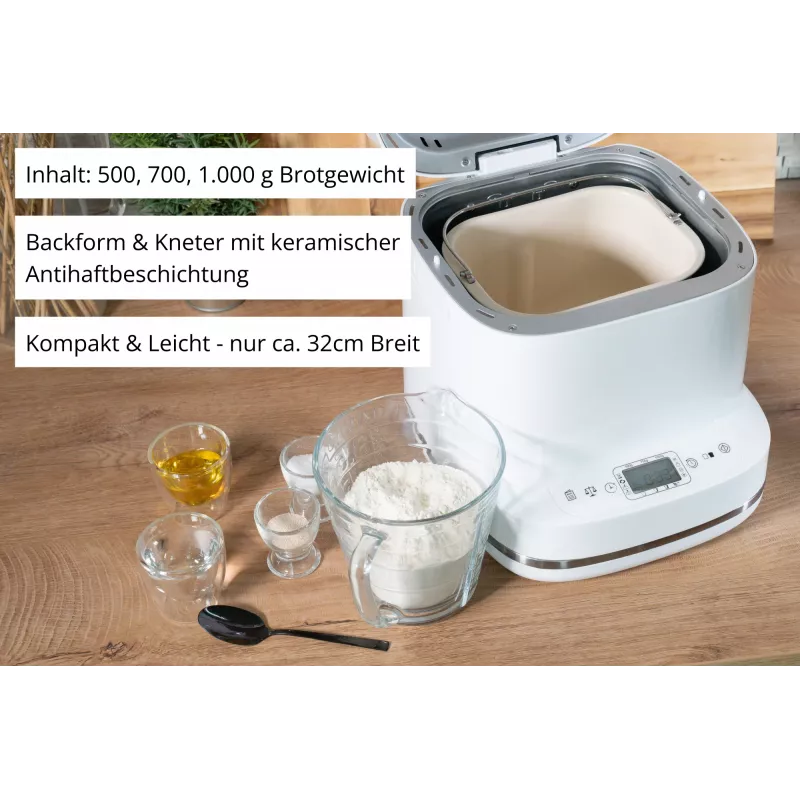 Broodmachine Unold Esge Backmeister Bernd 68120 — 550 W, max. broodgewicht 1 kg, wit, kunststof behuizing