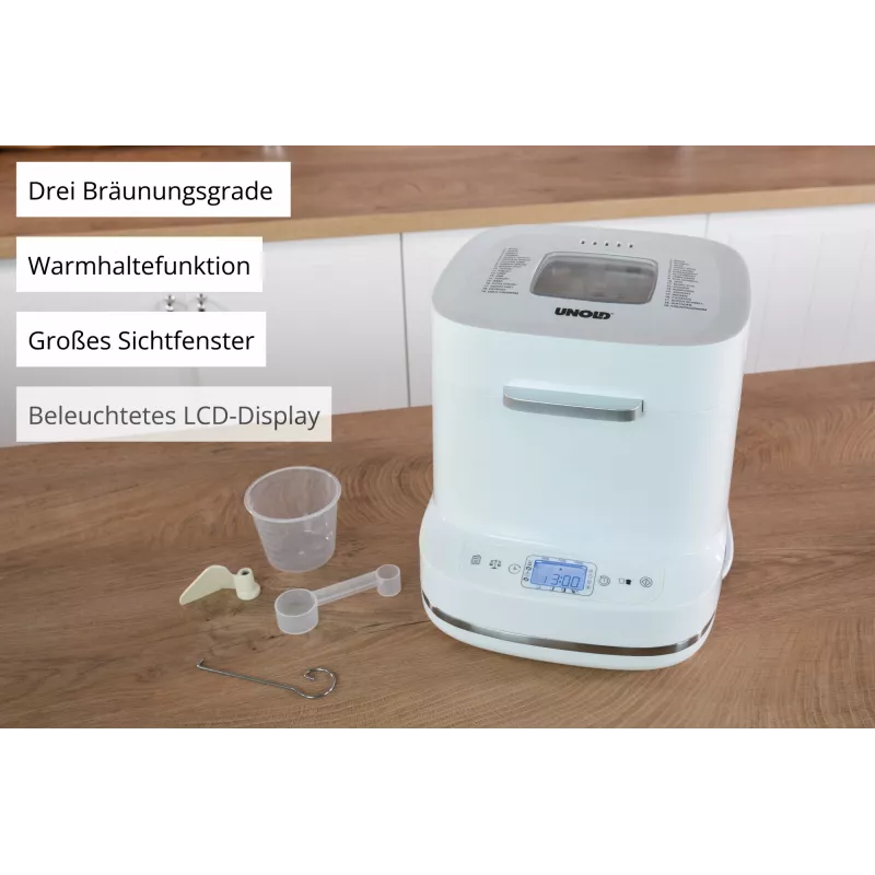 Broodmachine Unold Esge Backmeister Bernd 68120 — 550 W, max. broodgewicht 1 kg, wit, kunststof behuizing