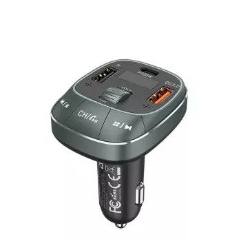 Autolader Vention 3-poorts USB (USB-C + 2× USB-A) 30W/18W/5W zwart