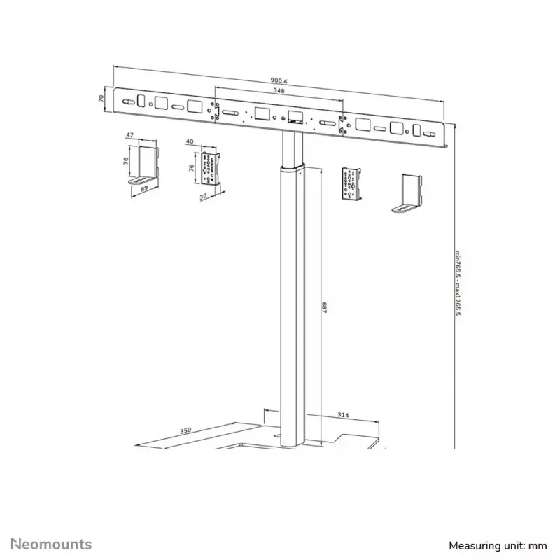 Neomounts AV80-500BL videobar-vloerstandaard - VESA - max. 10 kg - universeel