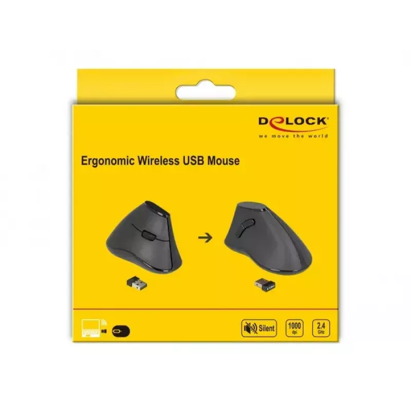 Muis Office DeLOCK 12622 rechtshandig RF draadloos optisch 1000 DPI