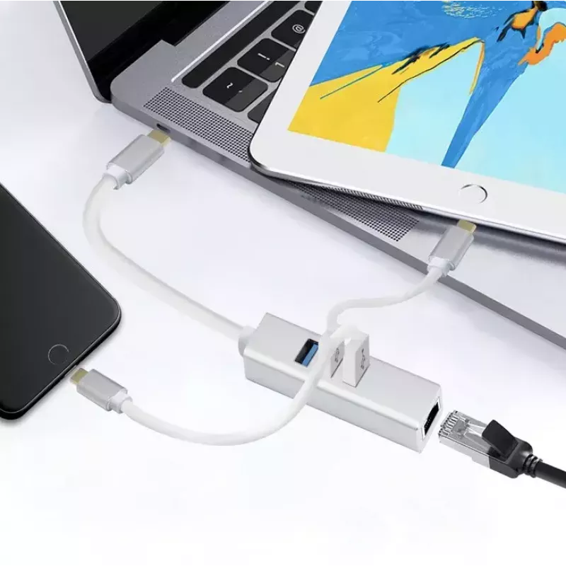 USB hub Helos 288390 Type-C 5000 Mbit/s zilver