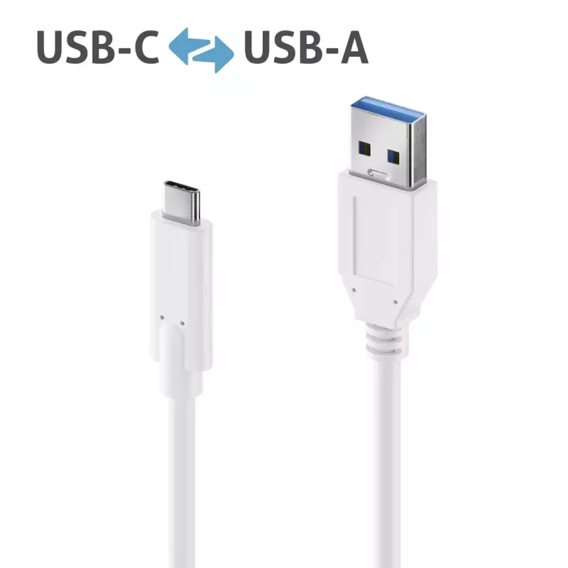 USB-kabel PureLink IS2610-010 USB 3.2 Gen 2 1m USB-C USB-A wit