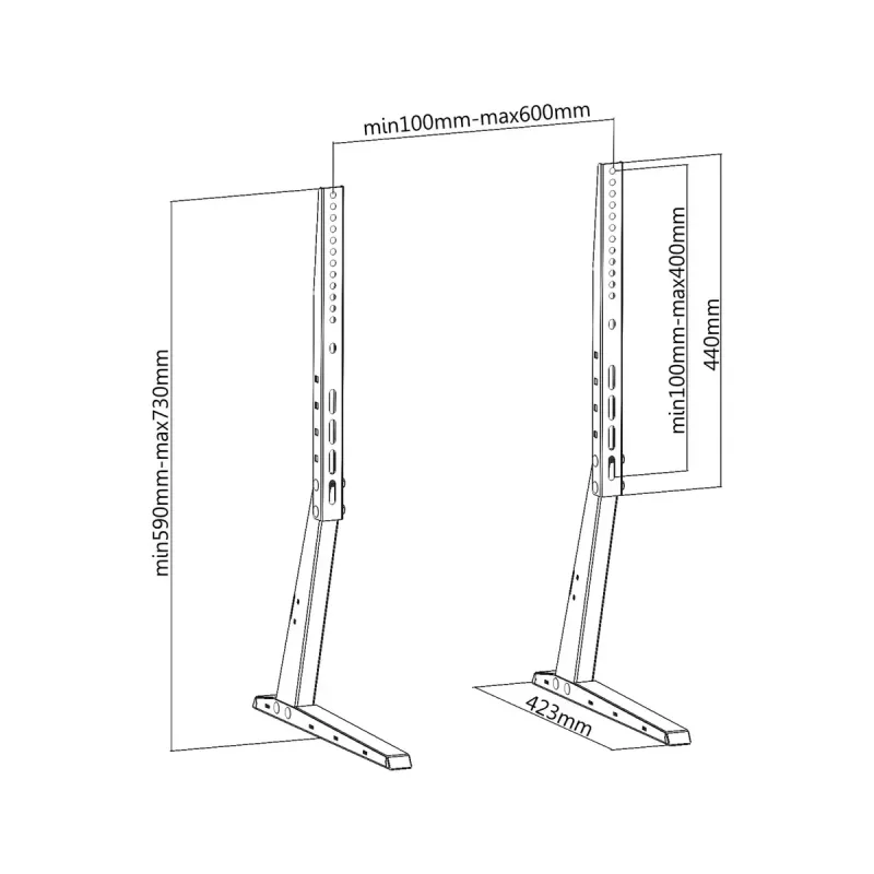 Monitorstandaard PureLink PM-TVS-02 zwart 165,1 cm 35 kg