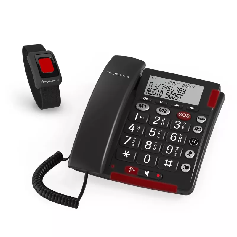 Analoge telefoon amplicomms BigTel 50 Alarm Plus nummerherkenning donkergrijs