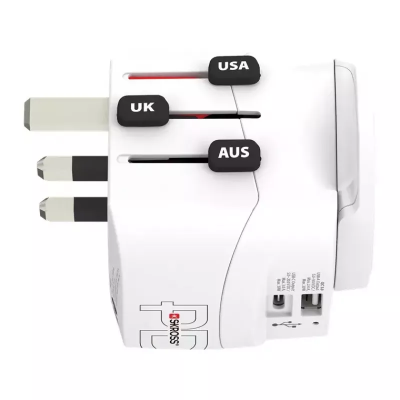 Power Plug Adapter Skross 61663 Universeel Wit 100-250V 2,4A USB