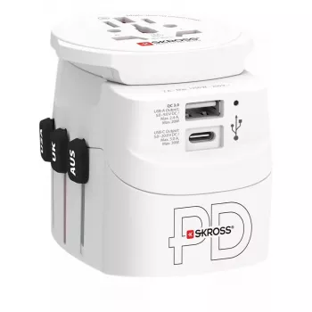 Power Plug Adapter Skross 61663 Universeel Wit 100-250V 2,4A USB
