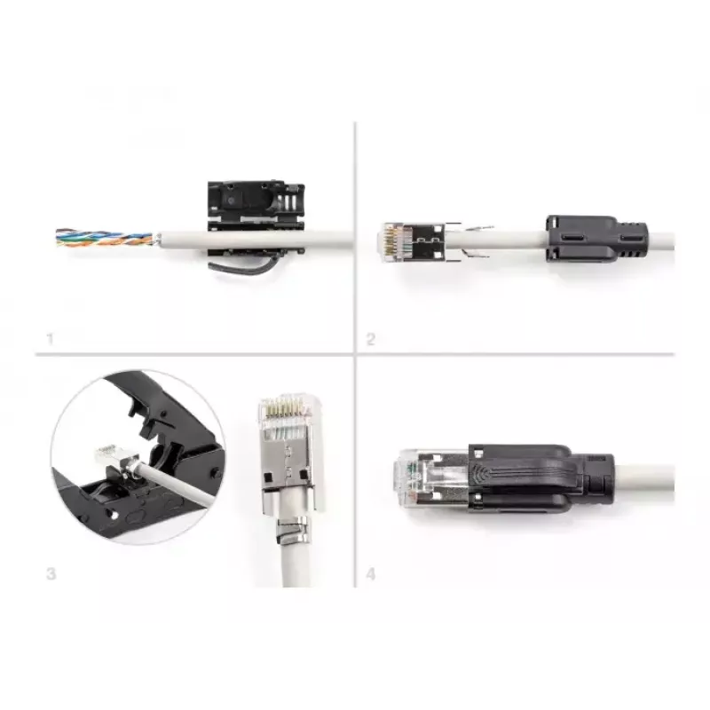 DeLOCK RJ45 modularstekker-set Cat.6A 25 st. trekontlasting betrouwbare knikbescherming