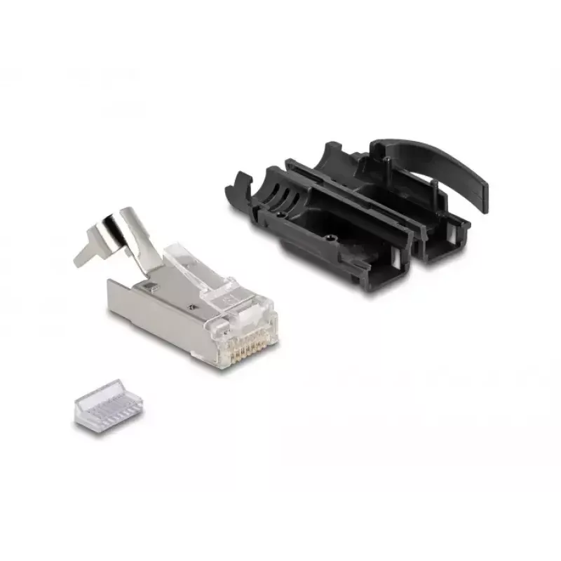 DeLOCK RJ45 modularstekker-set Cat.6A 25 st. trekontlasting betrouwbare knikbescherming