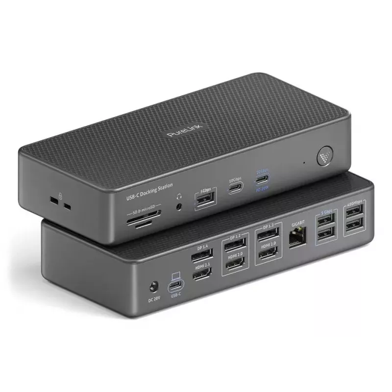 Dockingstation PureLink VL-D230DL USB 3.2 Gen 2 Type-C grijs bedraad