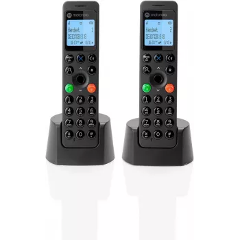 DECT-telefoon Motorola DOT202 Twin draadloze handset nummerweergave zwart