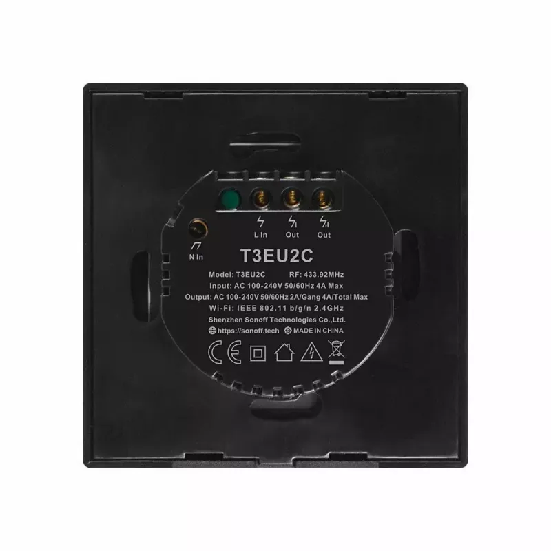 Touch-lichtschakelaar Sonoff T3 EU TX WiFi RF 433 2-kanaals – wandgemonteerde slimme schakelaar, EU-touchpaneel