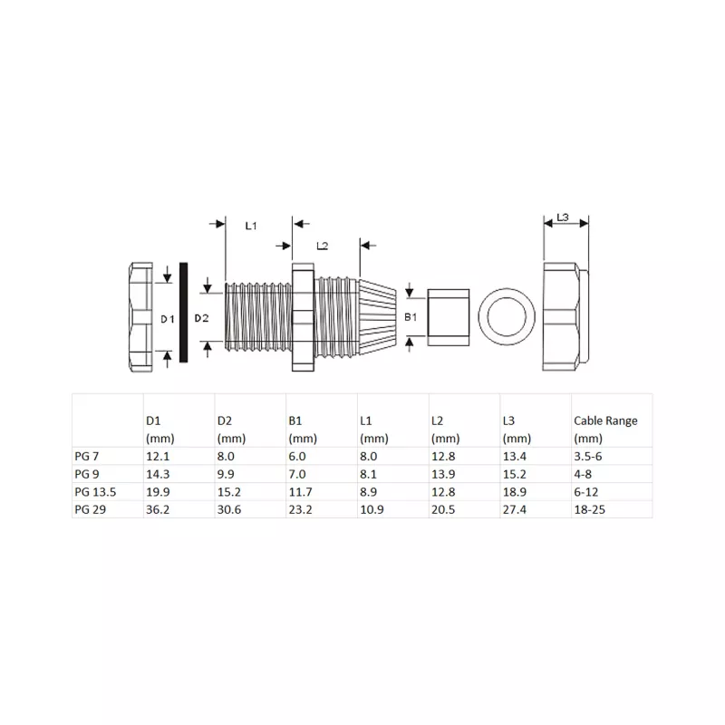 InLine kabelwartel nylon IP68 4 - 8 mm grijs 10 stuks