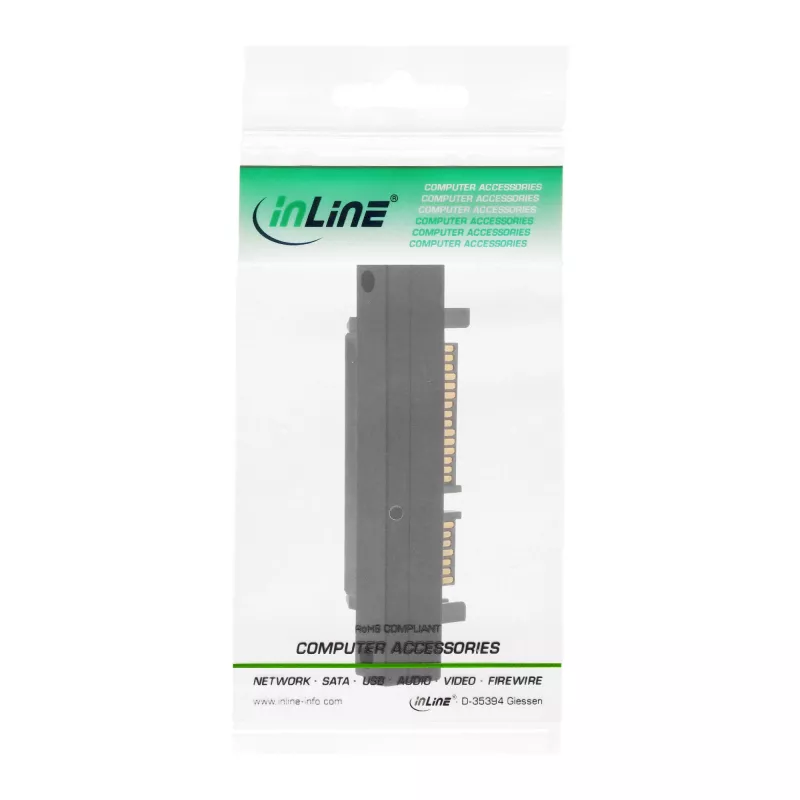 InLine SATA-adapter, M/V, 22-polig (15+7) naar beneden afgehoekt