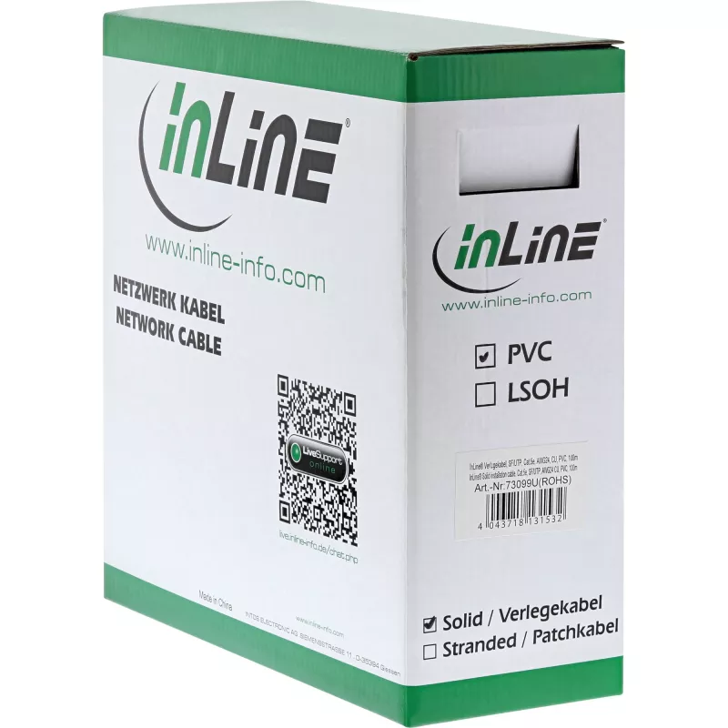 InLine solid installatiekabel SF/UTP Cat.5e AWG24 CU halogeenvrij 100 m