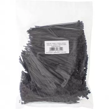 Kabelbinder InLine 140 mm lengte 3,6 mm breedte nylon zwart, verpakking met 1000 stuks