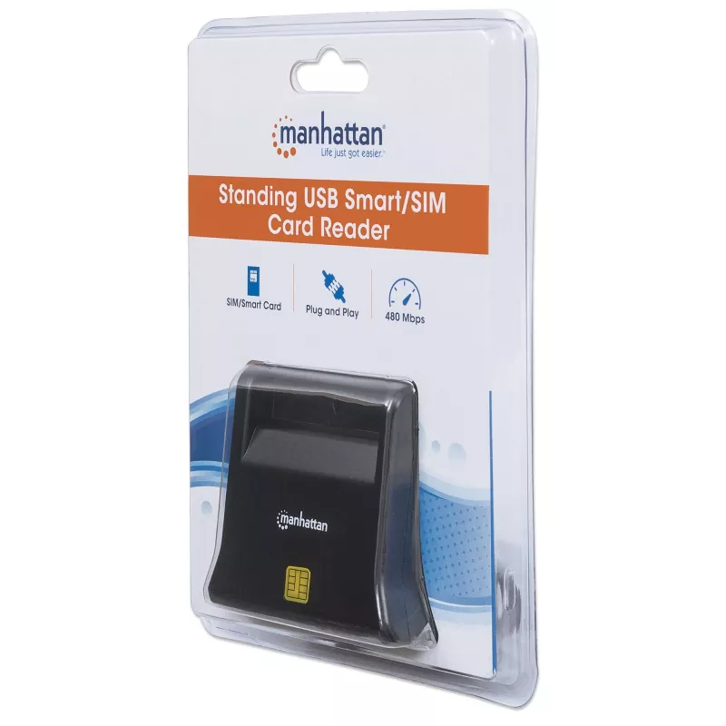 Manhattan 102025 USB-A Smart-/SIM-kaartlezer, 480 Mbps (USB 2.0), desktop, staand