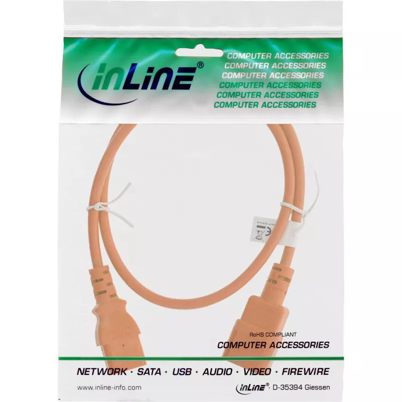 InLine verlengkabel C13 / C14, oranje, 0,5m