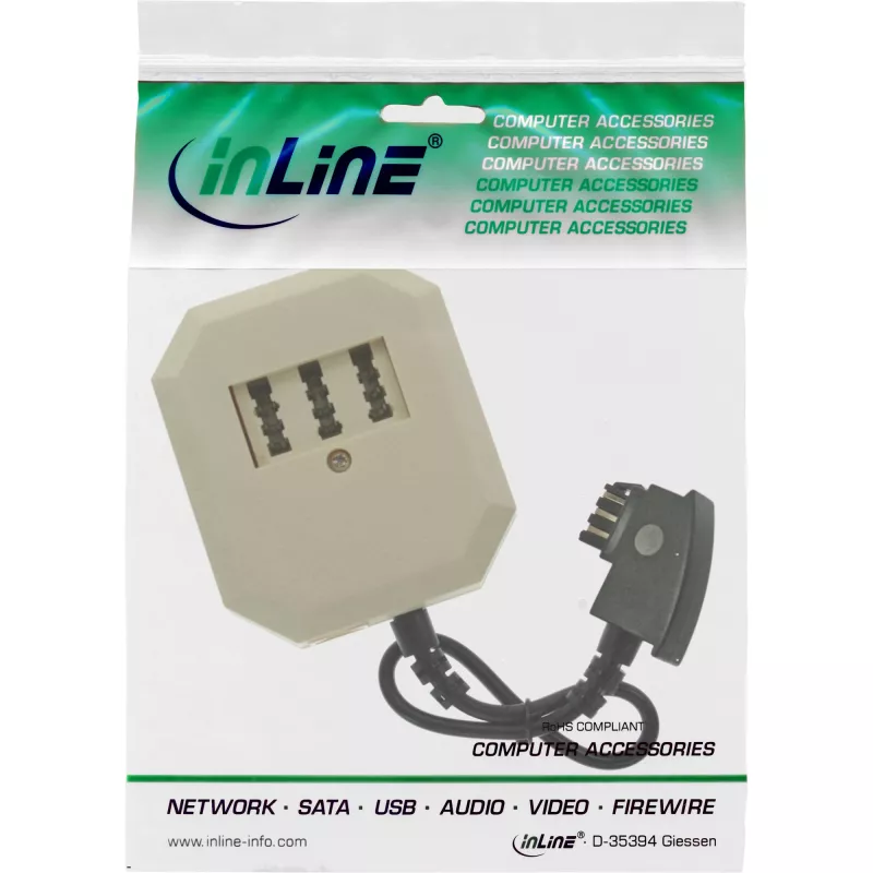 InLine TAE-adapter TAE-F Duitse stekker / TAE NFF + RJ11 6P4C bus 0,2 m