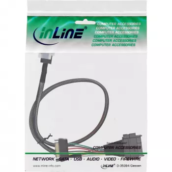 InLine U.2-verbindingskabel, SSD met U.2 (SFF-8639) naar SFF-8643 + stroomvoorziening, 0,75 m