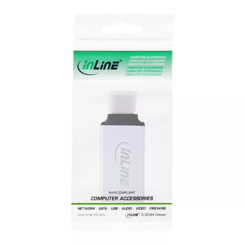 InLine USB 3.2 Gen.2-adapter, USB-C-stekker naar USB-A-bus, zilver