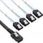 InLine SAS-kabel, Mini SAS SFF8087 naar 4x SATA, crossover, OCF, 0,75 m