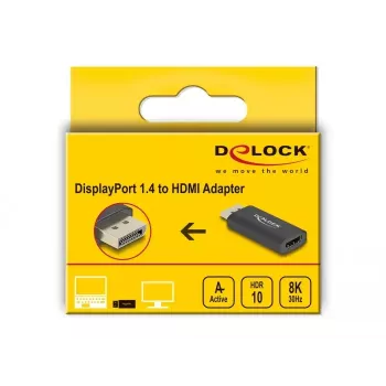 DELOCK actieve DisplayPort 1.4 naar HDMI-adapter 8K HDR zwart