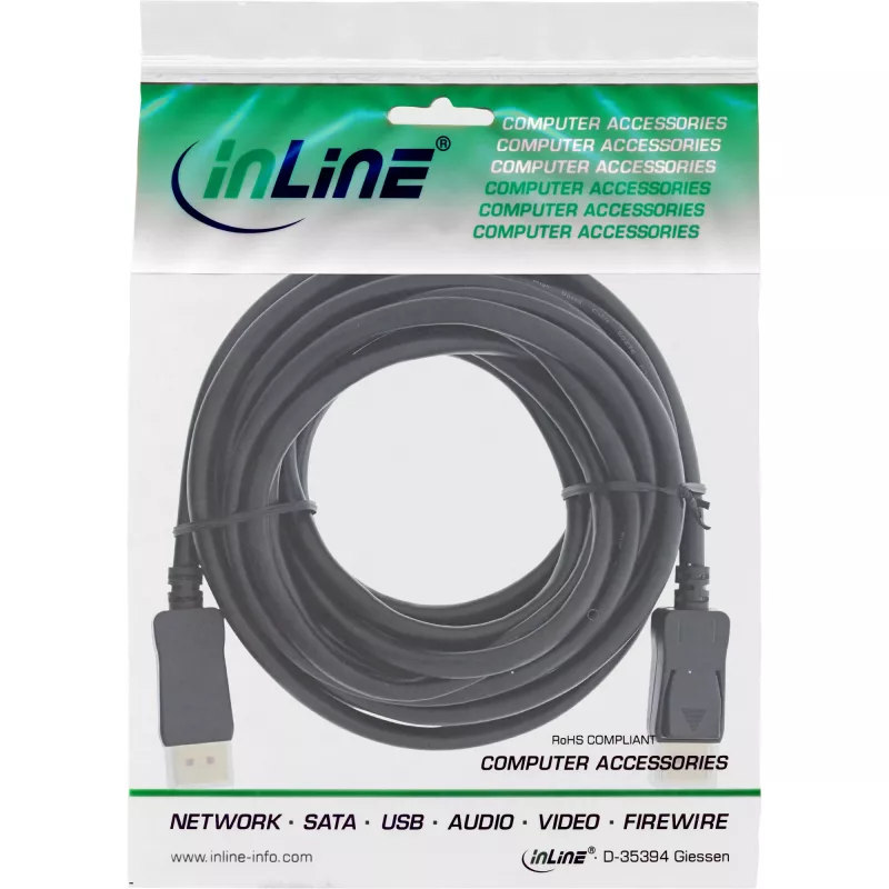 InLine DisplayPort 1.4-kabel actief, 8K4K, zwart, goud, 10 m
