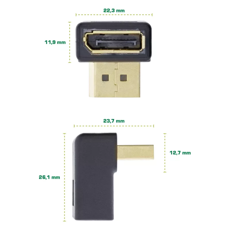 InLine DisplayPort-adapter, DisplayPort-stekker / bus naar beneden afgewinkeld