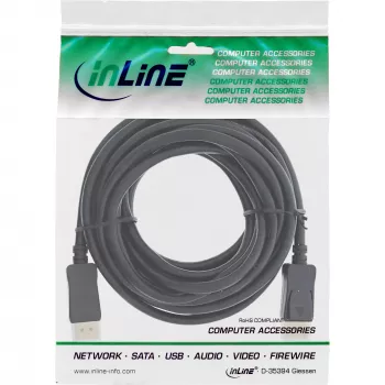 Actieve DisplayPort 1.4-kabel InLine 17207P 8K4K zwart goud 7,5 m