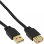 InLine USB 2.0 platte kabel Type-A stekker / bus goud gecoat zwart 5m
