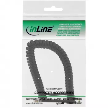 InLine spiraalkabel RJ10 direct bedraad stekker / stekker, zwart, tot 2m