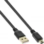 InLine USB 2.0 platte kabel USB Type-A stekker / Mini-B stekker 5-polig zwart/goud 2m