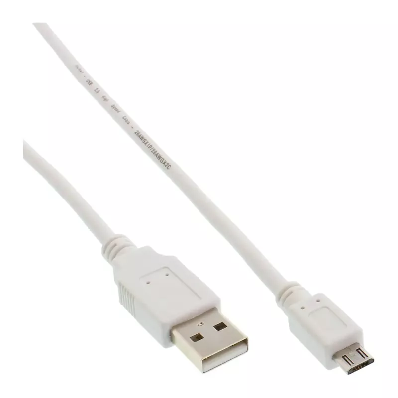 InLine Micro-USB-2.0-kabel USB Type-A stekker / Micro-B stekker, wit, 2 m