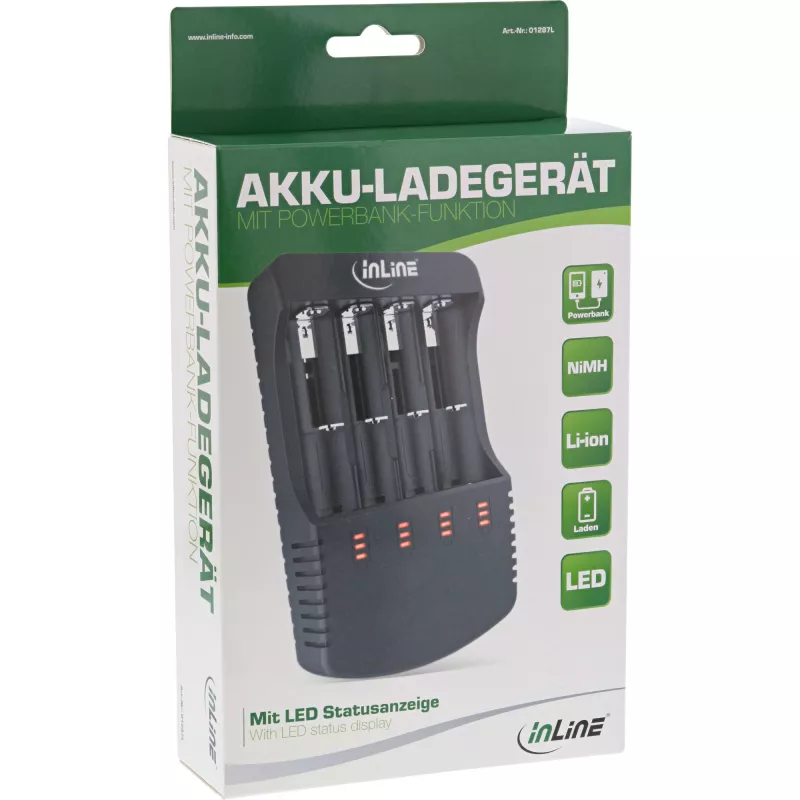 InLine oplader voor lithium- en NiCd+NiMH-accu's, 1 stuk