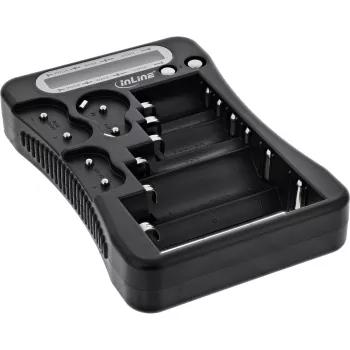 Batterijtester InLine 01285 met LCD-display voor ronde en knoopcelbatterijen