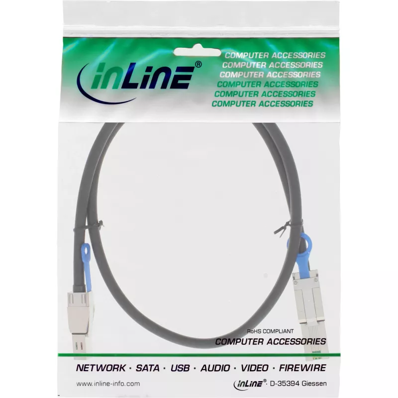 InLine externe Mini SAS HD-kabel SFF-8644 naar SFF-8088 6 Gb/s 1 m