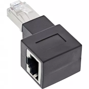 InLine patchkabel-adapter Cat.6A, RJ45 stekker / bus, 90° naar rechts afgehoekt