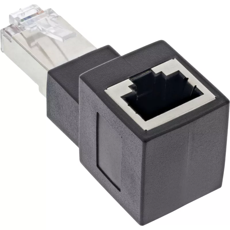 InLine patchkabel-adapter Cat.6A, RJ45 stekker / bus, 90° naar boven afgehoekt