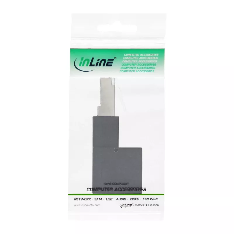InLine patchkabel-adapter Cat.6A, RJ45 stekker / bus, 90° naar boven afgehoekt