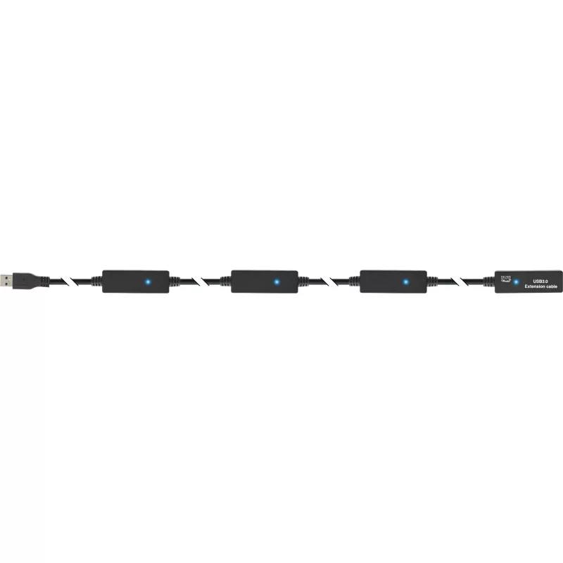 InLine USB3.2 Gen.1 actieve repeater-kabel Type-A stekker / bus, zwart, 20 m