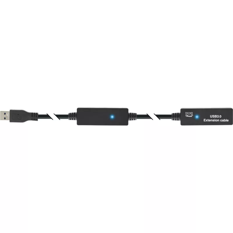 InLine USB3.2 Gen.1 actieve repeater-kabel Type-A stekker / bus, zwart, 10 m