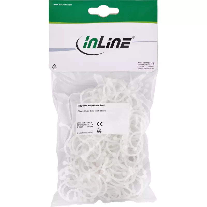 Kabelbinders (Twist Ties) InLine 3,5–5 mm, naturel, 100 stuks