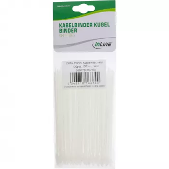 Kabelbinders InLine bal 100 mm wit, 100-pack, kunststof bevestigingsbanden