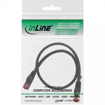 InLine patchkabel S/FTP PiMF Cat.6 250MHz koper halogeenvrij zwart 0,5 m