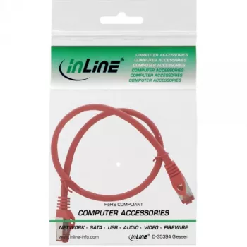 InLine patchkabel S/FTP PiMF Cat.6 250MHz koper halogeenvrij rood 0,3 m